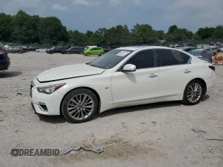 2018 Infiniti Q50 Luxe with VIN JN1EV7AP4JM352281, listed as a Copart auction lot 62262735 with 148,158 mi miles and Salvage title. Bid and sale history available at DreamBid. Image 1.