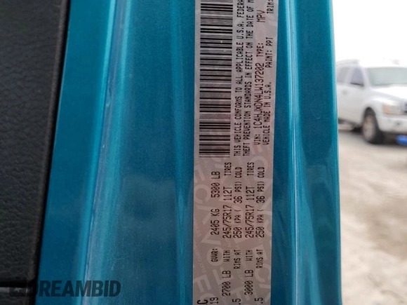 2020 Jeep Wrangler Unlimited Willys with VIN 1C4HJXDN4LW137202, listed as a Copart auction lot 50797485 with 109,509 mi miles and Salvage title. Bid and sale history available at DreamBid. Image 13.