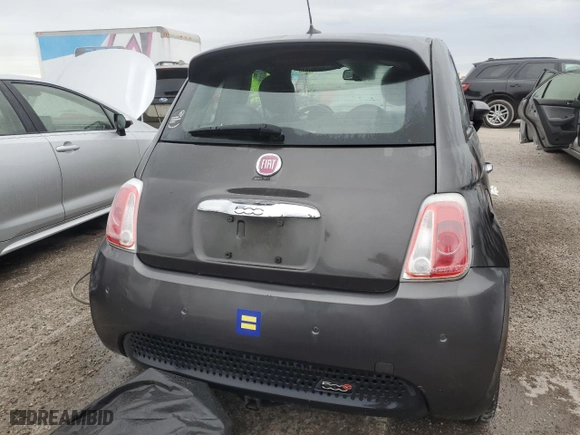 2015 FIAT 500e with VIN 3C3CFFGE2FT749768, listed as a Copart auction lot 76160274 with 73,299 mi miles and Salvage Title. Bid and sale history available at carsss.com. Image 6.