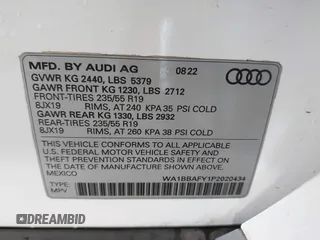 2023 Audi Q5 Premium Plus with VIN WA1BBAFY1P2020434, listed as a IAAI auction lot 40964961 with 26,606 mi miles and . Bid and sale history available at DreamBid. Image 9.