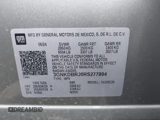 2024 Chevrolet Blazer EV eAWD LT z VIN 3GNKDBRJ0RS277894, wystawiony jako IAAI lot #41684973 z przebiegiem 5034 mil mil oraz . Historia ofert i sprzedaży dostępna na DreamBid. Obrazek 9.