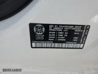 2020 Volkswagen Passat 2.0T S with VIN 1VWAA7A34LC002725, listed as a Copart auction lot 89386975 with 0 mi miles and Salvage Title. Bid and sale history available at carsss.com. Image 12.