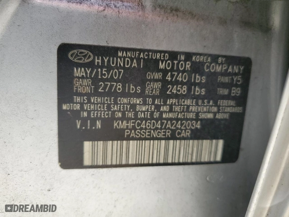 2007 Hyundai Azera GLS with VIN KMHFC46D47A242034, listed as a Copart auction lot 76703514 with 124,277 mi miles and Salvage Title. Bid and sale history available at carsss.com. Image 14.