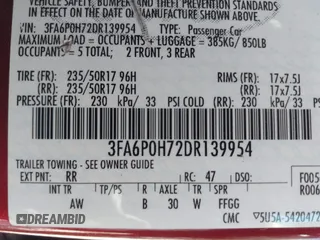 2013 Ford Fusion SE with VIN 3FA6P0H72DR139954, listed as a IAAI auction lot 42154759 with 281,162 mi miles. Bid and sale history available at carsss.com. Image 9.