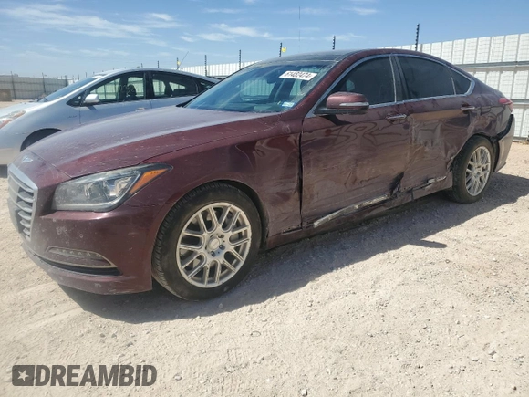 2015 Hyundai Genesis 5.0L with VIN KMHGN4JF4FU045739, listed as a Copart auction lot 61482474 with 117,558 mi miles and Salvage Title. Bid and sale history available at carsss.com. Image 1.