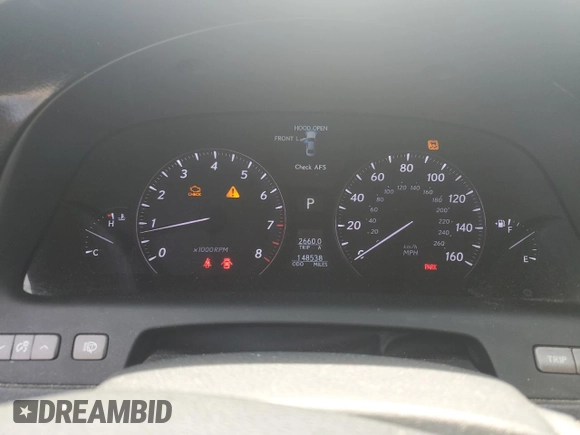 2007 Lexus LS 460 with VIN JTHBL46F675012345, listed as a Copart auction lot 59479965 with 148,538 mi miles and Clean title. Bid and sale history available at DreamBid. Image 9.