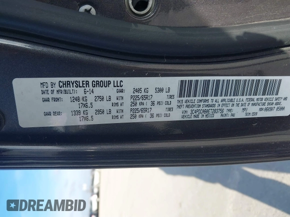 2014 Dodge Journey SE with VIN 3C4PDCAB0ET283756, listed as a IAAI auction lot 41490472 with 122,695 mi miles. Bid and sale history available at carsss.com. Image 9.