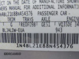 2008 Nissan Altima 3.5 SE with VIN 1N4BL21E88N454376, listed as a IAAI auction lot 41919342 with 243,006 mi miles. Bid and sale history available at carsss.com. Image 9.