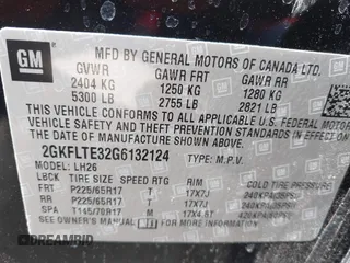 2016 GMC Terrain SLE with VIN 2GKFLTE32G6132124, listed as a IAAI auction lot 41977907 with 123,341 mi miles. Bid and sale history available at carsss.com. Image 9.