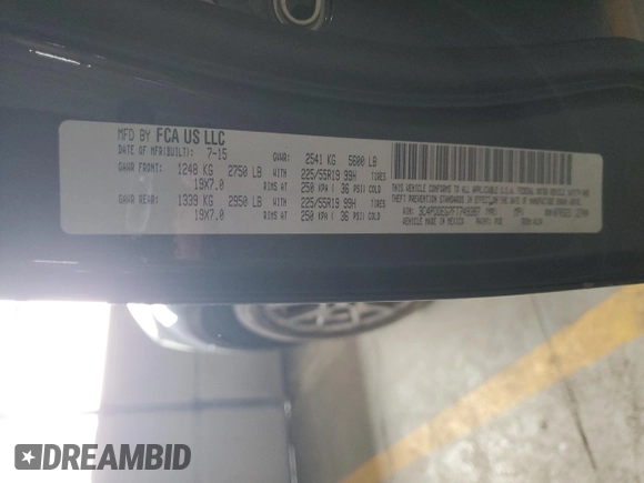 2015 Dodge Journey R/T with VIN 3C4PDDEG7FT749387, listed as a Copart auction lot 52973235 with 127,753 mi miles and Clean Title. Bid and sale history available at DreamBid. Image 13.