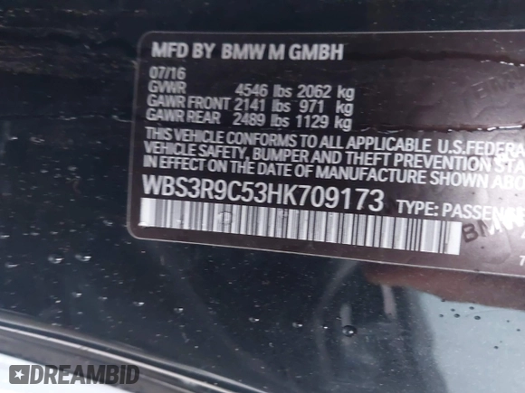 2017 BMW M4 with VIN WBS3R9C53HK709173, listed as a IAAI auction lot 41978162 with 105,427 mi miles. Bid and sale history available at carsss.com. Image 9.