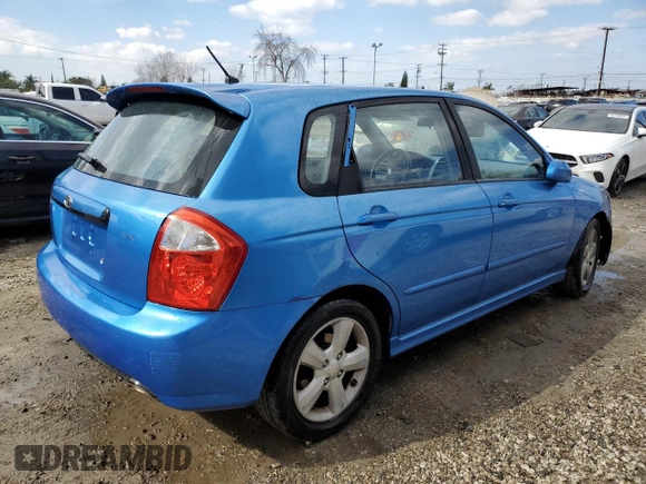 2007 Kia Spectra with VIN KNAFE162875009064, listed as a Copart auction lot 44762265 with 186,857 mi miles and Clean Title. Bid and sale history available at carsss.com. Image 3.