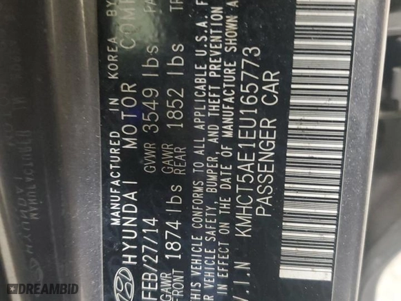 2014 Hyundai Accent GS with VIN KMHCT5AE1EU165773, listed as a Copart auction lot 47288035 with 148,526 mi miles and Salvage Title. Bid and sale history available at carsss.com. Image 12.
