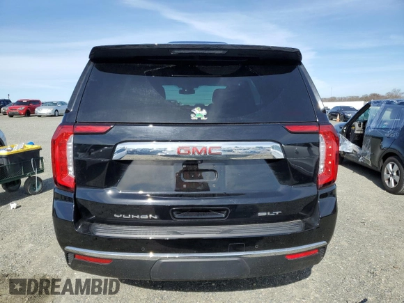 2024 GMC Yukon SLT with VIN 1GKS2BKD8RR272274, listed as a Copart auction lot 44566235 with 9,889 mi miles and Salvage Title. Bid and sale history available at carsss.com. Image 6.