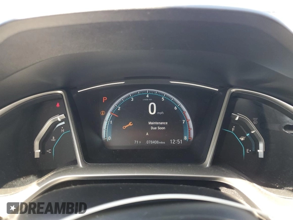 2019 Honda Civic Sedan EX with VIN JHMFC1F38KX011202, listed as a Copart auction lot 48758745 with 78,408 mi miles and Salvage Title. Bid and sale history available at carsss.com. Image 9.