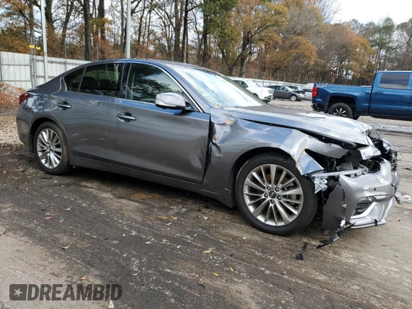 2019 Infiniti Q50 Sport with VIN JN1EV7AP6KM515983, listed as a Copart auction lot 84332744 with 59,812 mi miles and Salvage title. Bid and sale history available at DreamBid. Image 4.