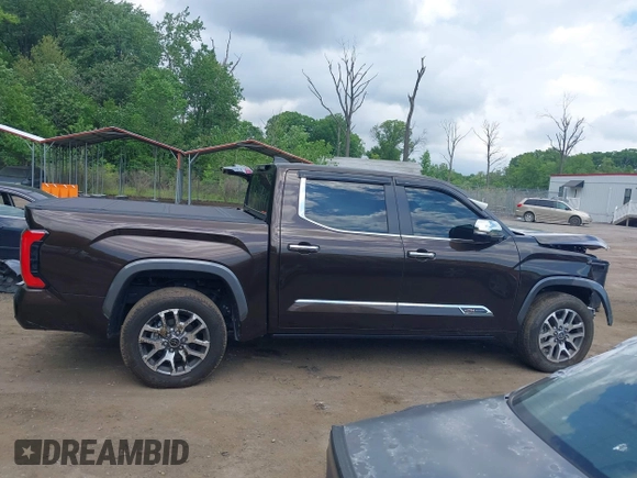2024 Toyota Tundra 1794 Edition with VIN 5TFMA5DB5RX145336, listed as a IAAI auction lot 42203766 with 16,781 mi miles and . Bid and sale history available at DreamBid. Image 13.