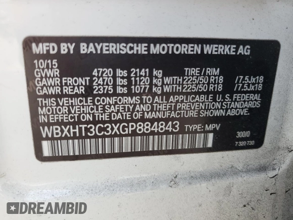 2016 BMW X1 xDrive28i z VIN WBXHT3C3XGP884843, wystawiony jako Copart lot #50605845 z przebiegiem 115 197 mil mil oraz Nie do naprawy • Non repairable. Historia ofert i sprzedaży dostępna na DreamBid. Obrazek 13.