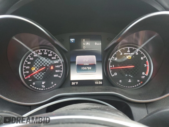 2018 Mercedes-Benz C 43 AMG with VIN WDDWJ6EB2JF658850, listed as a Copart auction lot 45236975 with 106,784 mi miles and Salvage Title. Bid and sale history available at DreamBid. Image 9.