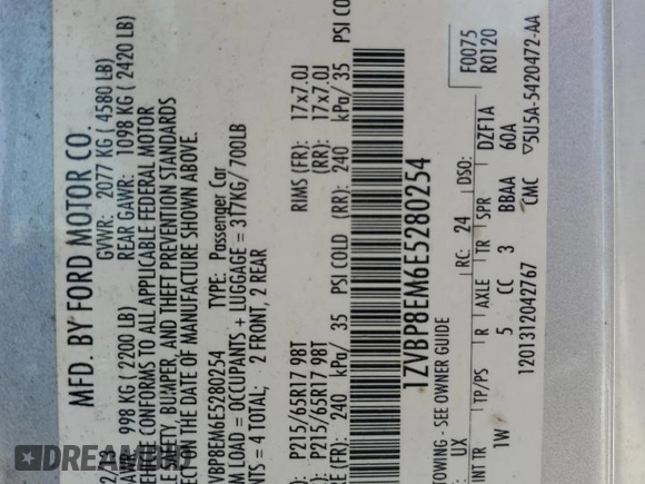 2014 Ford Mustang V6 with VIN 1ZVBP8EM6E5280254, listed as a Copart auction lot 61367625 with 81,346 mi miles and Salvage title. Bid and sale history available at DreamBid. Image 12.