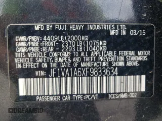 2015 Subaru WRX с VIN JF1VA1A6XF9833634, выставлен на аукционе Copart как лот 59438735 с пробегом 113 625 миль миль и Чистый • Clean title. История ставок и продаж доступна на DreamBid. Изображение 12.