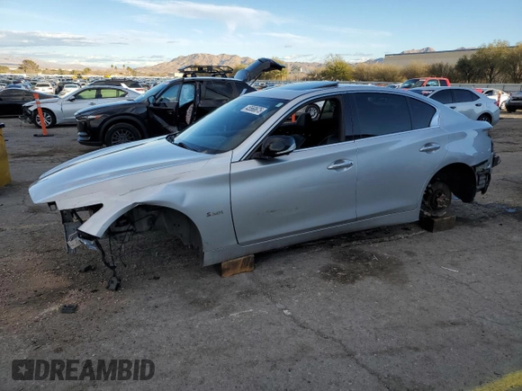 2019 Infiniti Q50 RED SPORT 400 with VIN JN1FV7AP0KM760167, listed as a Copart auction lot 45568675 with 0 mi miles and Salvage Title. Bid and sale history available at carsss.com. Image 1.