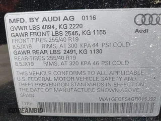 2016 Audi Q3 Prestige with VIN WA1GFCFS4GR015382, listed as a IAAI auction lot 42331564 with 76,836 mi miles and . Bid and sale history available at DreamBid. Image 9.