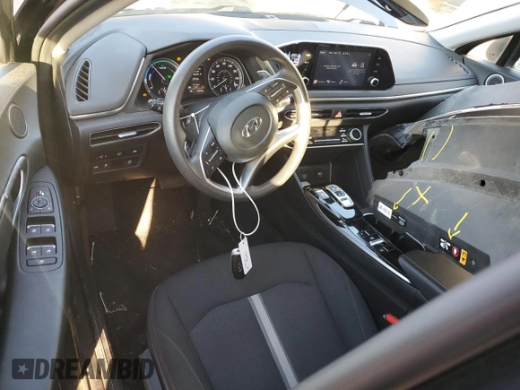 2022 Hyundai Sonata Hybrid Blue with VIN KMHL24JJ8NA040815, listed as a Copart auction lot 44653955 with 92,090 mi miles and Salvage Title. Bid and sale history available at carsss.com. Image 8.