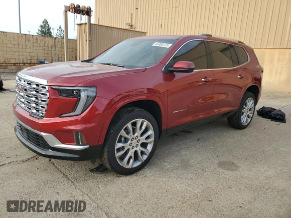 2024 GMC Acadia FWD Denali z VIN 1GKENLKS4RJ209535, wystawiony jako Copart lot #45480725 z przebiegiem Nie podano mil oraz Szkoda całkowita • Salvage title. Historia ofert i sprzedaży dostępna na DreamBid. Obrazek 1.