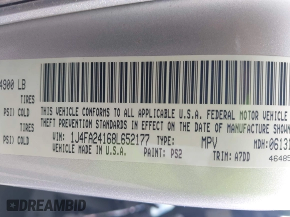 2008 Jeep Wrangler X with VIN 1J4FA24168L652177, listed as a IAAI auction lot 42284529 with 171,141 mi miles and . Bid and sale history available at DreamBid. Image 9.