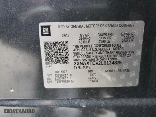 2020 Chevrolet Equinox LT with VIN 2GNAXTEV2L6134825, listed as a Copart auction lot 36829434 with 53,293 mi miles and Salvage Title. Bid and sale history available at carsss.com. Image 15.