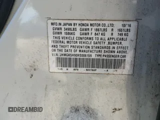 2017 Honda Fit EX-L with VIN JHMGK5H90HS006159, listed as a Copart auction lot 50351835 with Not provided miles and Salvage title. Bid and sale history available at DreamBid. Image 12.