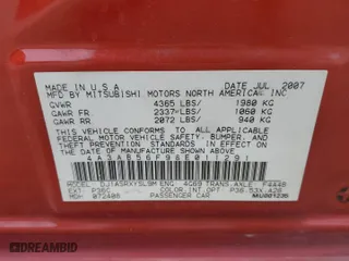 2008 Mitsubishi Galant ES with VIN 4A3AB56F98E011291, listed as a Copart auction lot 85376394 with 165,703 mi miles and Salvage Title. Bid and sale history available at carsss.com. Image 12.
