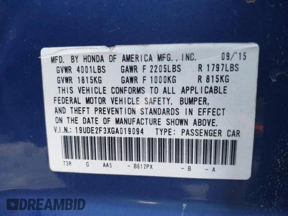 2016 Acura ILX with VIN 19UDE2F3XGA019094, listed as a IAAI auction lot 41696822 with 108,342 mi miles. Bid and sale history available at carsss.com. Image 9.