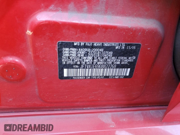 2016 Subaru WRX Premium with VIN JF1VA1E69G8822268, listed as a Copart auction lot 84040774 with 66,401 mi miles and Salvage Title. Bid and sale history available at carsss.com. Image 14.