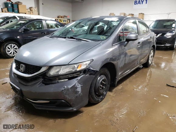2013 Honda Civic Sdn LX with VIN 19XFB2F55DE023032, listed as a Copart auction lot 49138894 with 153,007 mi miles and Salvage Title. Bid and sale history available at carsss.com. Image 1.