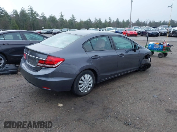 2014 Honda Civic Sedan LX with VIN 2HGFB2F53EH541941, listed as a IAAI auction lot 42033294 with 104,006 mi miles. Bid and sale history available at carsss.com. Image 4.