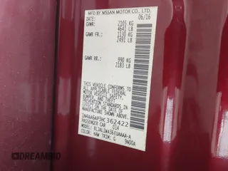 2017 Nissan Maxima SV with VIN 1N4AA6AP3HC362422, listed as a IAAI auction lot 42124485 with 103,615 mi miles and . Bid and sale history available at carsss.com. Image 9.
