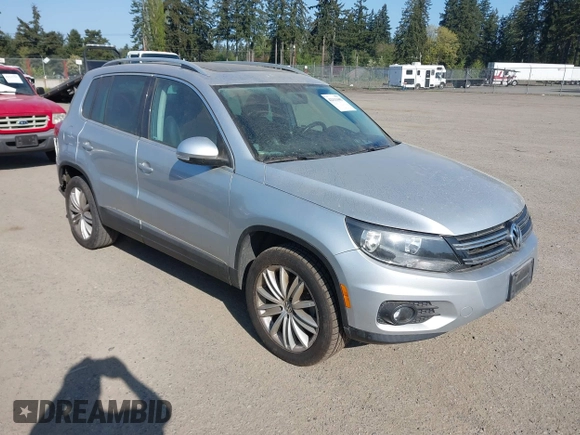 2012 Volkswagen Tiguan S with VIN WVGBV7AX5CW602405, listed as a IAAI auction lot 42111443 with 109,654 mi miles and . Bid and sale history available at DreamBid. Image 1.