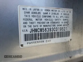 2003 Honda Accord LX with VIN JHMCM56393C019521, listed as a Copart auction lot 61426585 with 102,582 mi miles and Clean title. Bid and sale history available at DreamBid. Image 12.