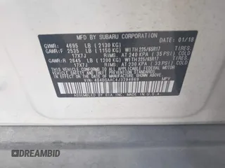 2018 Subaru Outback with VIN 4S4BSAAC4J3294869, listed as a IAAI auction lot 42262354 with 20,425 mi miles and . Bid and sale history available at DreamBid. Image 9.