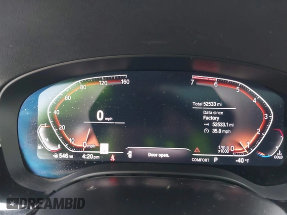 2020 BMW 5 Series 530i with VIN WBAJR3C08LWW77822, listed as a IAAI auction lot 41880376 with 52,533 mi miles and . Bid and sale history available at carsss.com. Image 7.