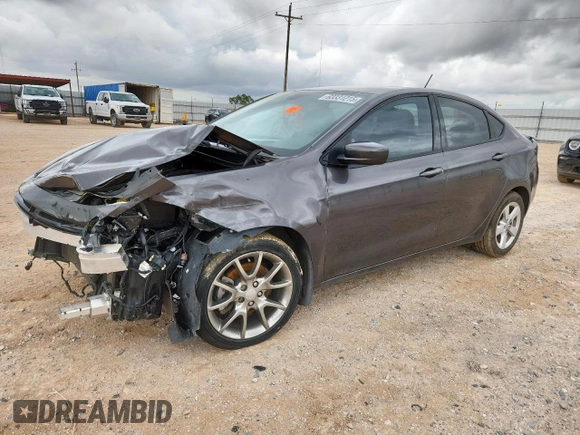 2015 Dodge Dart SXT with VIN 1C3CDFBB0FD253697, listed as a Copart auction lot 63331215 with 43,467 mi miles and Salvage title. Bid and sale history available at DreamBid. Image 1.