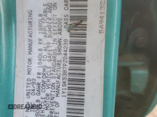 1993 Geo Prizm z VIN 1Y1SK5387PZ044239, wystawiony jako Copart lot #86178134 z przebiegiem 147 152 mil mil oraz Tytuł czysty. Historia ofert i sprzedaży dostępna na DreamBid. Obrazek 13.