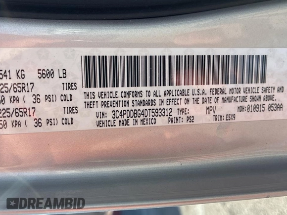 2013 Dodge Journey SXT with VIN 3C4PDDBG4DT593312, listed as a Copart auction lot 56431775 with 131,651 mi miles and Clean Title. Bid and sale history available at DreamBid. Image 10.