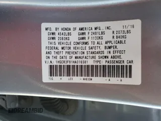 2017 Honda Accord Touring with VIN 1HGCR3F91HA016581, listed as a Copart auction lot 60517085 with 99,182 mi miles and Salvage title. Bid and sale history available at DreamBid. Image 12.