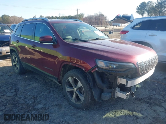 2019 Jeep Cherokee Limited with VIN 1C4PJMDX8KD441154, listed as a IAAI auction lot 41743392 with 121,141 mi miles and . Bid and sale history available at DreamBid. Image 1.