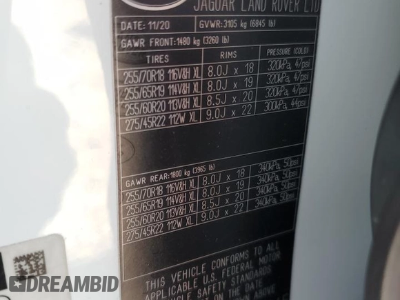 2021 Land Rover Defender S with VIN SALEJ7RX8M2039045, listed as a Copart auction lot 50757545 with 35,904 mi miles and Salvage title. Bid and sale history available at DreamBid. Image 13.