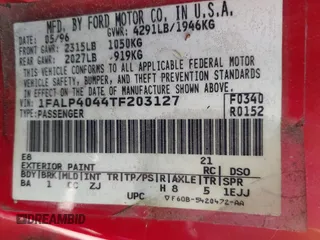 1996 Ford Mustang with VIN 1FALP4044TF203127, listed as a IAAI auction lot 41887713 with 86,008 mi miles. Bid and sale history available at carsss.com. Image 9.