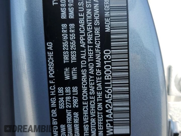 2020 Porsche Macan with VIN WP1AA2A56LLB00130, listed as a Copart auction lot 61091225 with 22,866 mi miles and Salvage title. Bid and sale history available at DreamBid. Image 14.